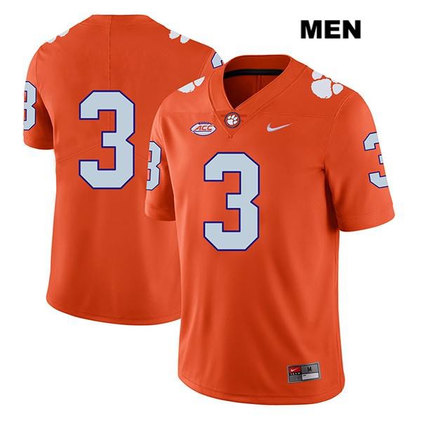 Men's Clemson Tigers #3 Xavier Thomas Stitched Orange Legend Authentic Nike No Name NCAA College Football Jersey XGM6846UV